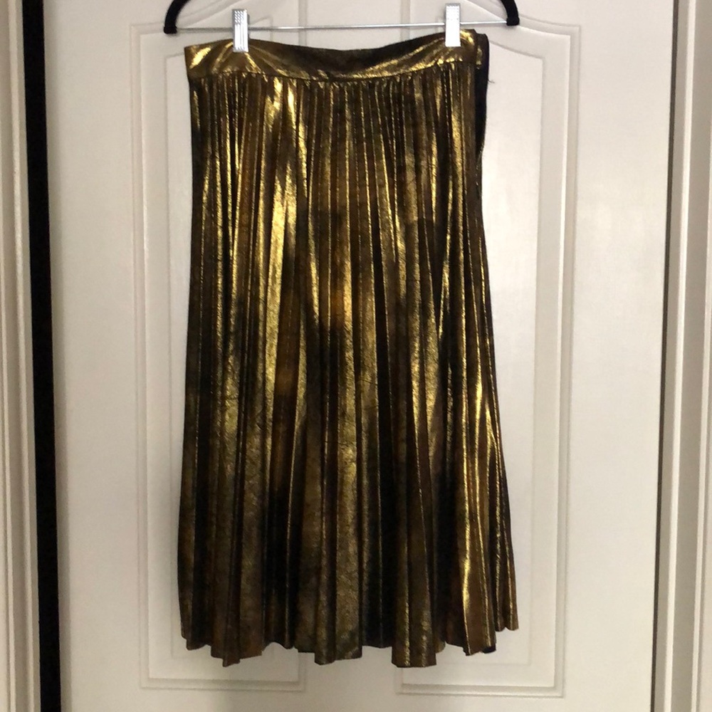 Pleated Gold Midi Zara Skirt size small